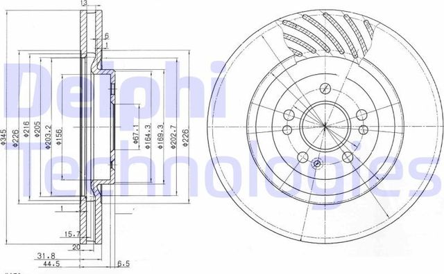 Тормозной диск Delphi передний для Mercedes-Benz M-Класс I (W163) 1998-2005. Артикул BG9759