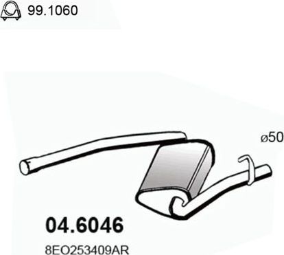 Глушитель Asso для Audi A4 II (B6) 2000-2004. Артикул 04.6046