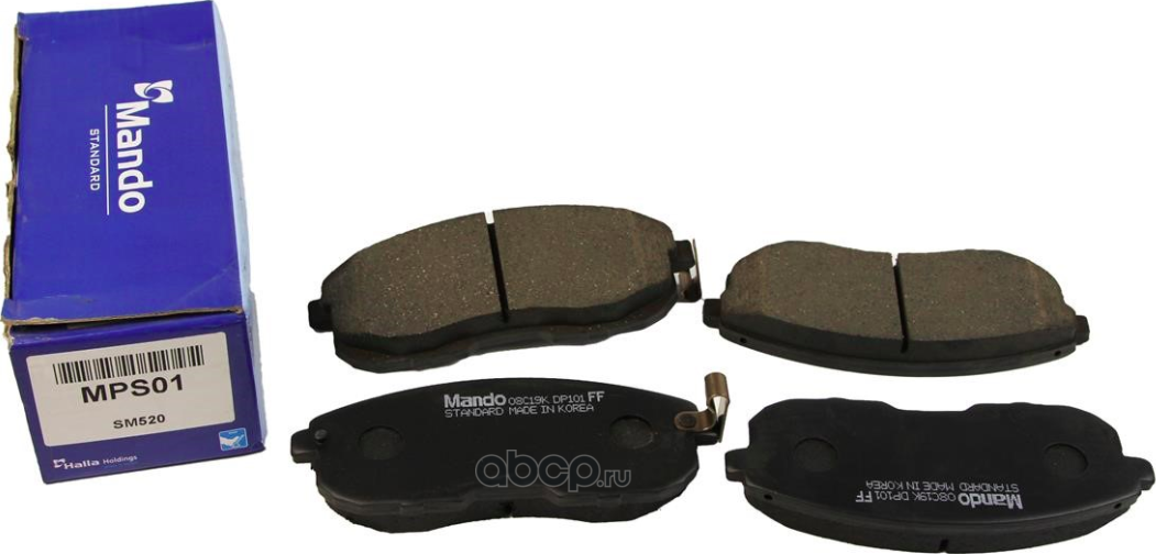 КОМПЛЕКТ КОЛОДОК ТОРМОЗНЫХ ДИСКОВЫХ RENAULT/SAMSUNG MPS01 (Mando). Артикул mps01