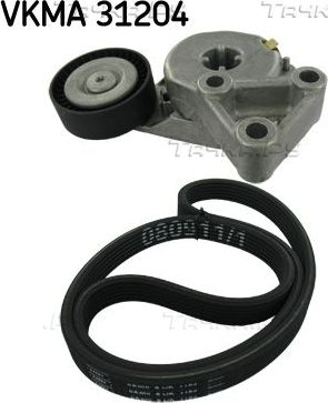 Приводной ремень поликлиновой с роликами (комплект) SKF для Volkswagen Transporter T5 2003-2015. Артикул VKMA 31204