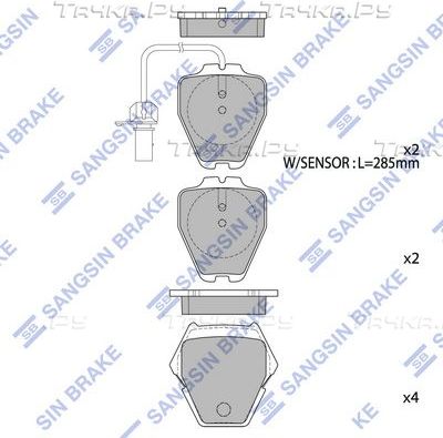 Тормозные колодки Sangsin Hi-Q передние для Audi A6 II (C5) 1997-2005. Артикул SP1790