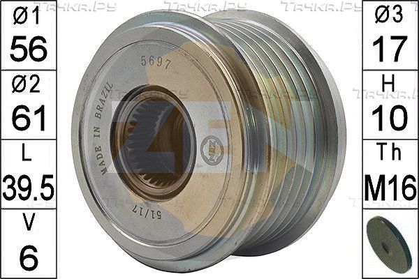 Муфта генератора обгонная Era для Audi A4 allroad IV (B8) 2009-2016. Артикул ZN5697