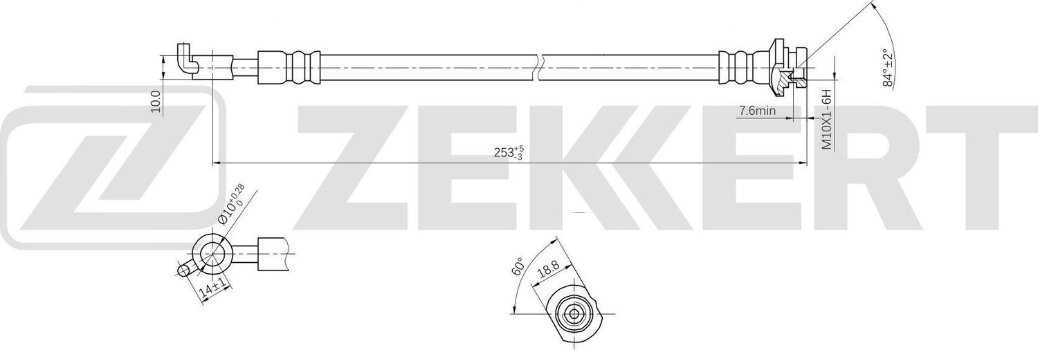Тормозной шланг Zekkert. Артикул BS-9382