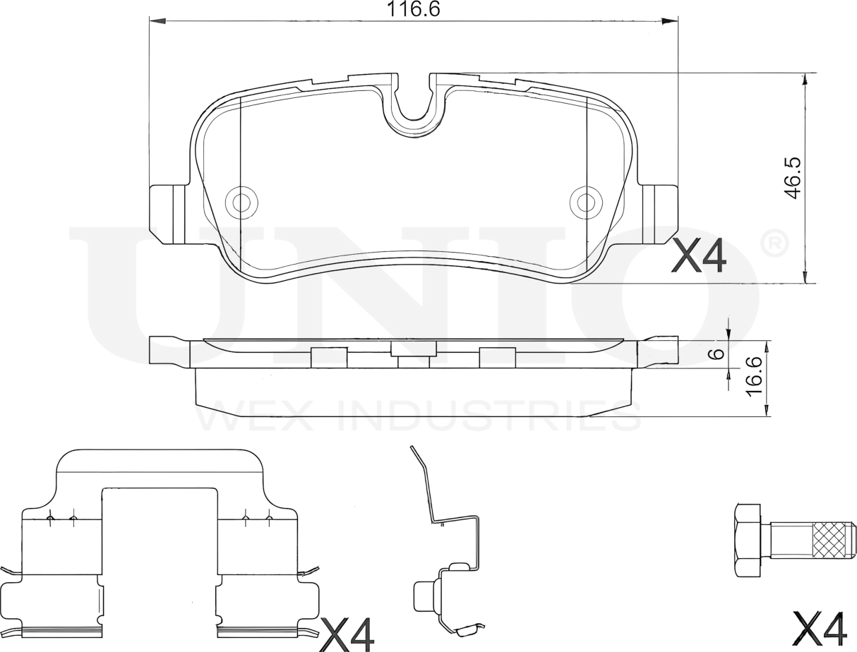 Колодки тормозные дисковые, комплект (Unio). Артикул BRP-20134