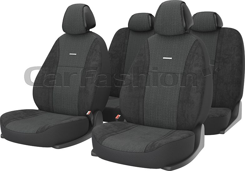 Чехлы универсальные CarFashion Atom Comfort на сидения авто, цвет Ананас Черный/Серый/Серый. Артикул 11023