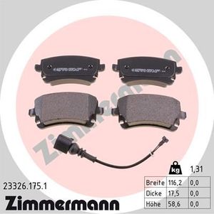 Тормозные колодки Zimmermann задние для Volkswagen Transporter T5 2003-2015. Артикул 23326.175.1