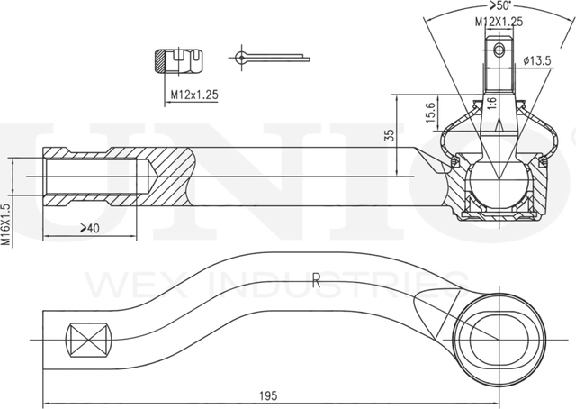 Наконечник рулевой тяги (Unio). Артикул SSP-10006