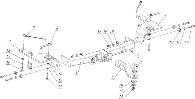 Фаркоп Bizon для Toyota Land Cruser 200 2007-2021 с накладкой из нержавеющей стали. Быстросъемный крюк. Артикул FA 0859-E(N)