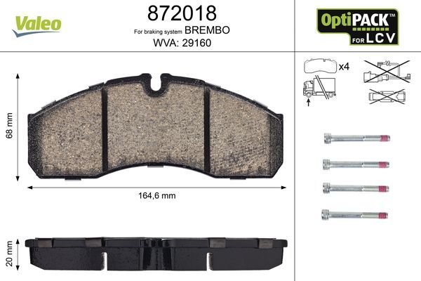 Тормозные колодки Valeo OPTIPACK for LCV. Артикул 872018