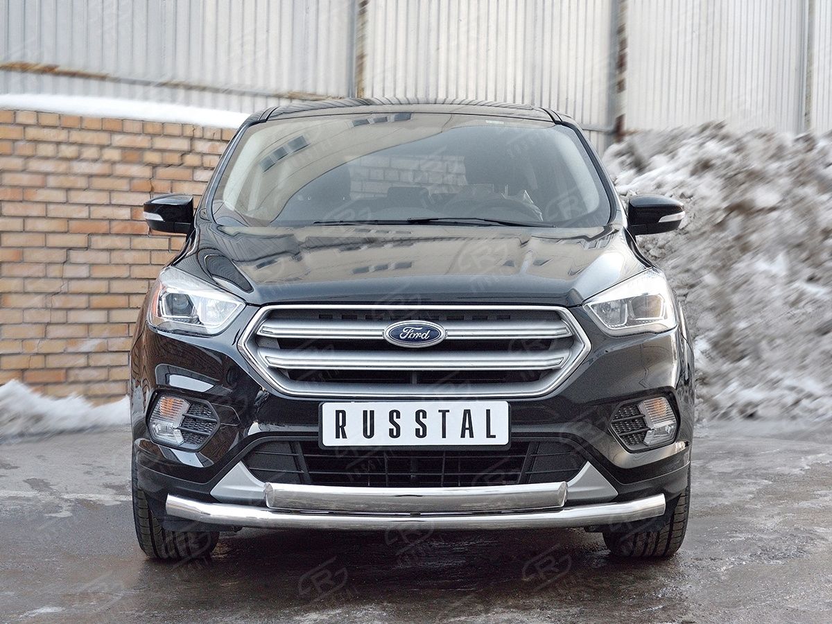 Защита RusStal заднего бампера d63 (секции) d75х42 (дуга) для Ford Kuga II 2016-2019. Артикул FGZ-002596