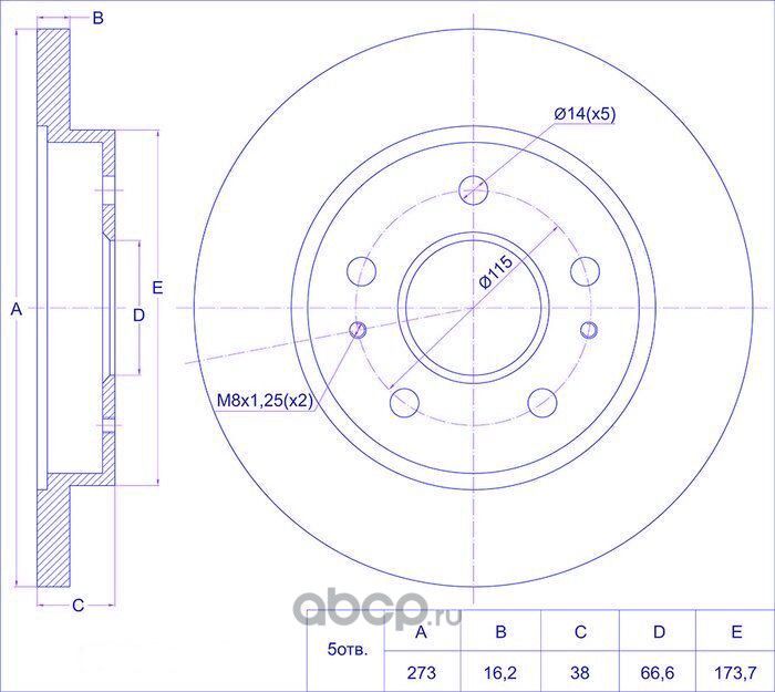 Диск тормозной (TI-Guar). Артикул TG4351287402