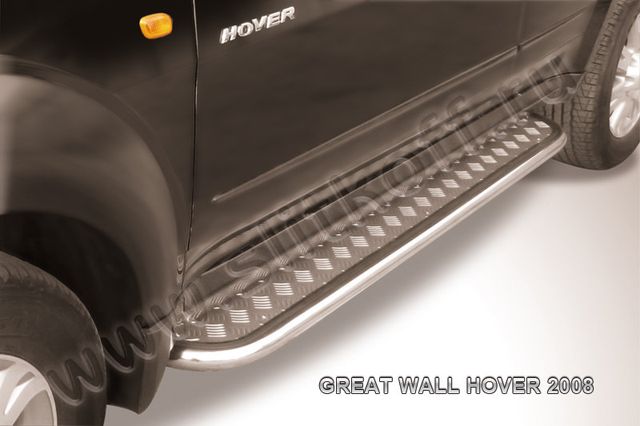 Пороги Slitkoff труба d42 с листом для Great Wall Hover 2008-2011. Артикул GWHN010