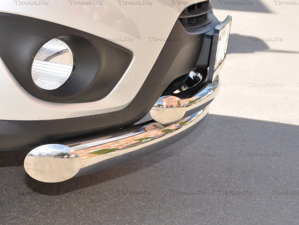 Защита RusStal переднего бампера d63/63 (дуга) для Hyundai Santa Fe II 2010-2012. Артикул HSZ-000770