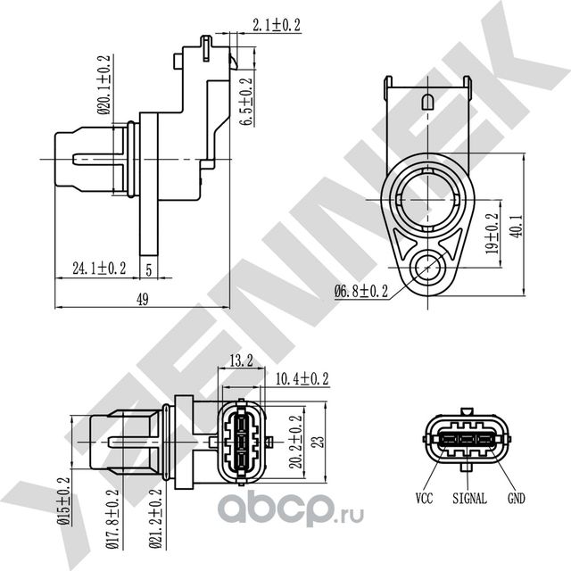 Датчик положения распредвала KIA CEED, HYUNDAI SANTA FE 2.2/2.7CRDI 06 (Zennek). Артикул DCS0229