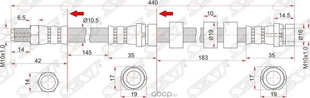 ШЛАНГ ТОРМОЗНОЙ (SAT). Артикул STEC0143980A