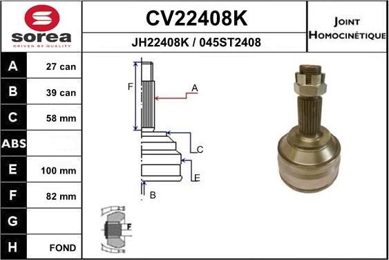 Шрус внутренний (граната) EAI. Артикул CV22408K