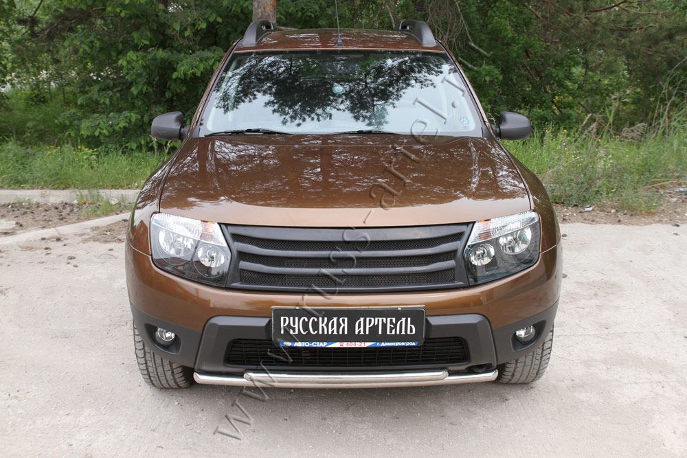 Решетка радиатора Русская Артель с сеткой металлик 4мм вариант 1 для Renault Duster I 2010-2026. Артикул RRRD-016700