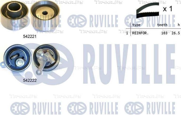 Ремень ГРМ с роликами (комплект) Ruville для Mazda BT-50 I 2006-2013. Артикул 550430