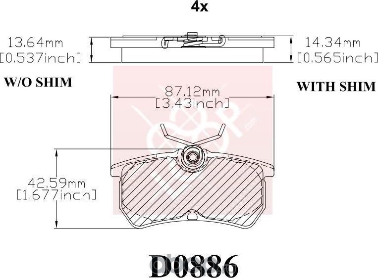 Колодки тормозные дисковые (Frictionmaster). Артикул ELT886