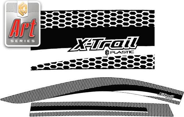 Дефлекторы СА Пластик для окон (Серия Art графит) Nissan X-Trail  2014–2026. Артикул 2010031610930