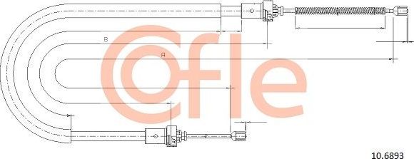 Трос ручника (тросик ручного тормоза) Cofle. Артикул 92.10.6893