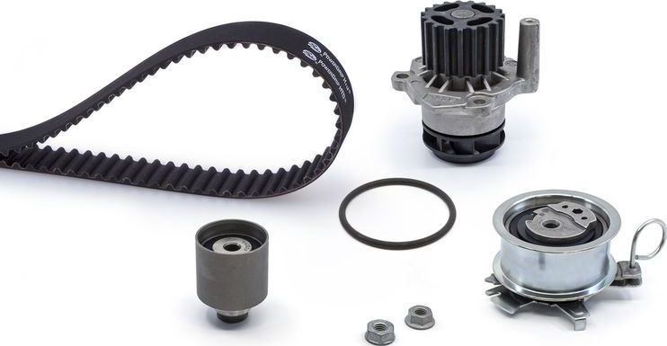 Помпа (водяной насос) с комплектом ремня ГРМ Gates PowerGrip® для Volkswagen Multivan T5 2003-2009. Артикул KP55569XS-2