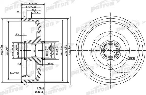 Тормозной барабан Patron. Артикул PDR1057