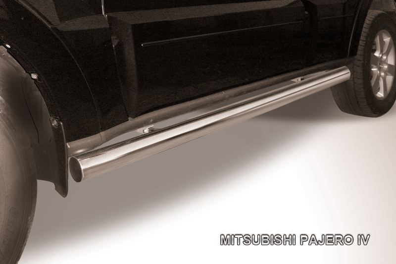Пороги Slitkoff труба d76 для Mitsubishi Pajero IV 2011-2026. Артикул MPJ012