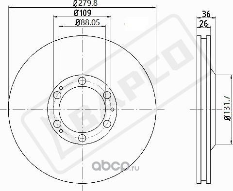 Диск тормозной вентилируемый пер. ISUZU Bighorn (Bapco). Артикул BD0431