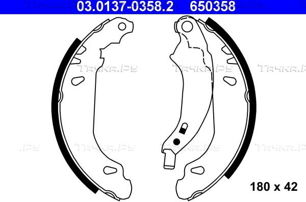 Тормозные колодки ATE задние для Renault Clio II 1998-2013. Артикул 03.0137-0358.2