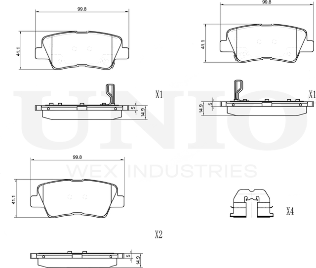 Колодки тормозные дисковые, комплект (Unio). Артикул BRP-20099