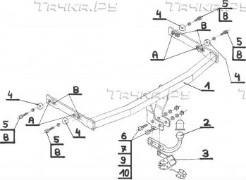 Фаркоп Steinhof для Volkswagen Bora (кроме 4WD) 1998-2004. Артикул V-056