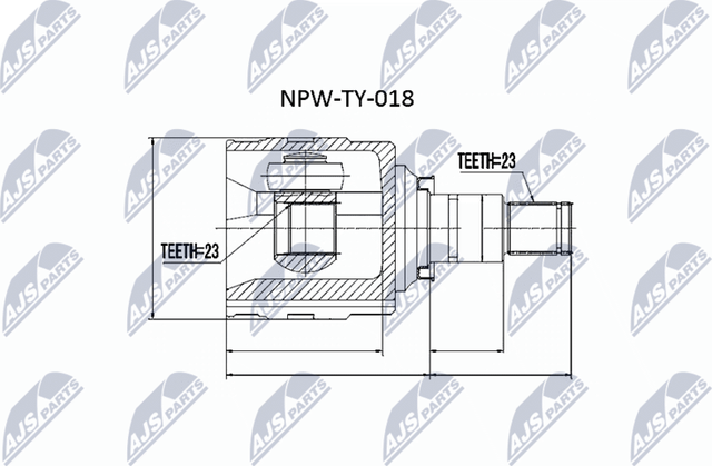 Шрус внутренний (граната) NTY передний правый для Toyota Sprinter VI (E90) 1987-1989. Артикул NPW-TY-018