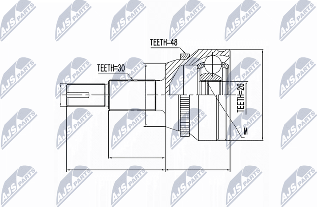 Шрус наружный (граната) NTY. Артикул NPZ-TY-010