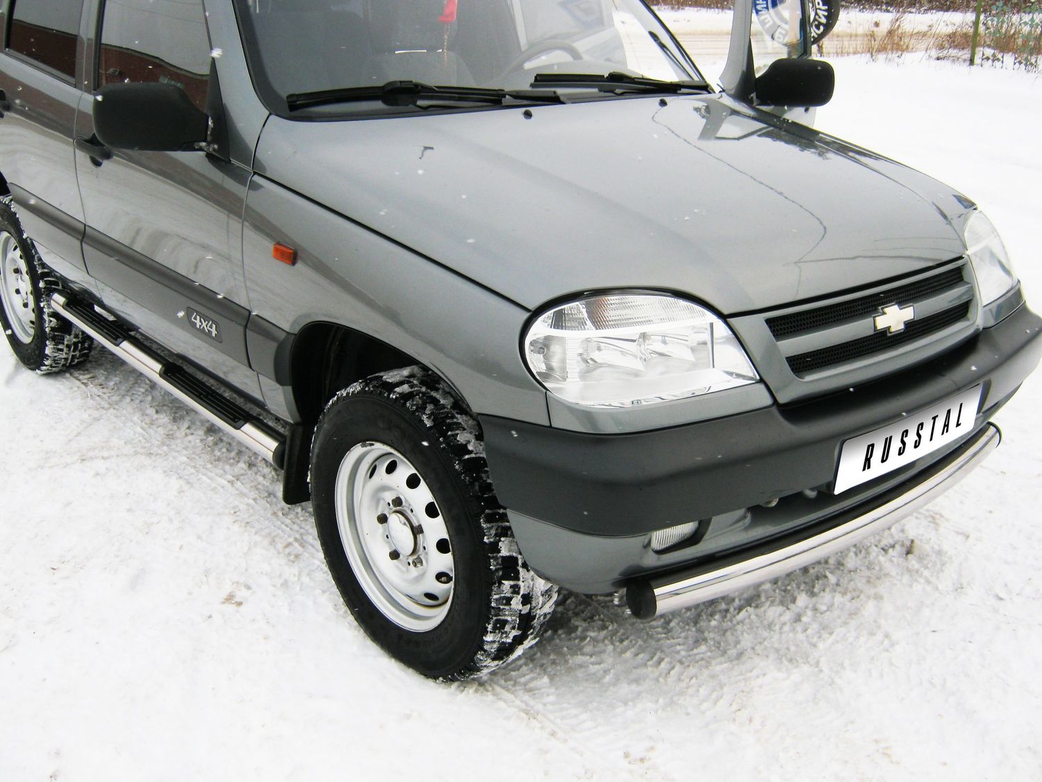 Защита RusStal переднего бампера d63 (дуга) для Chevrolet Niva 2002-2008. Артикул NCZ-000187