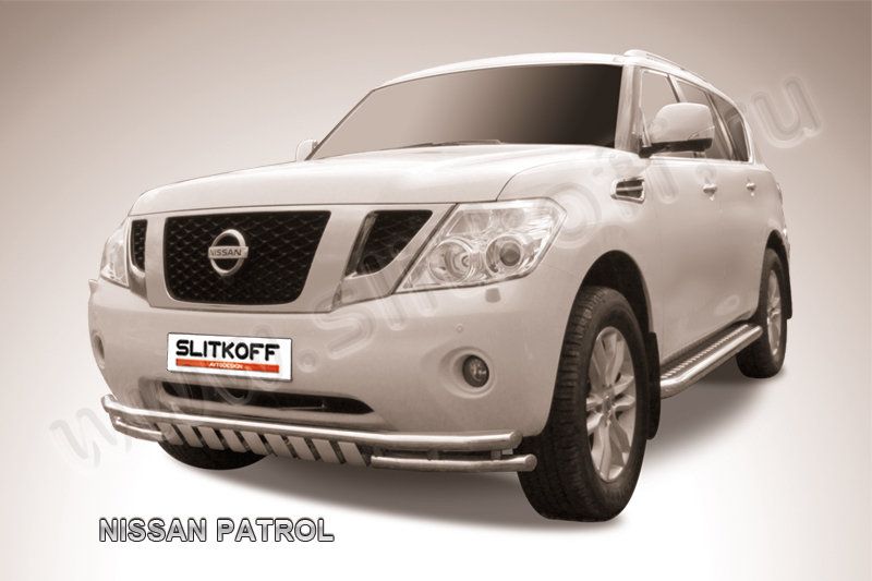 Защита Slitkoff переднего бампера d76 для Nissan Patrol Y62 2012-2014. Артикул NIPAT005
