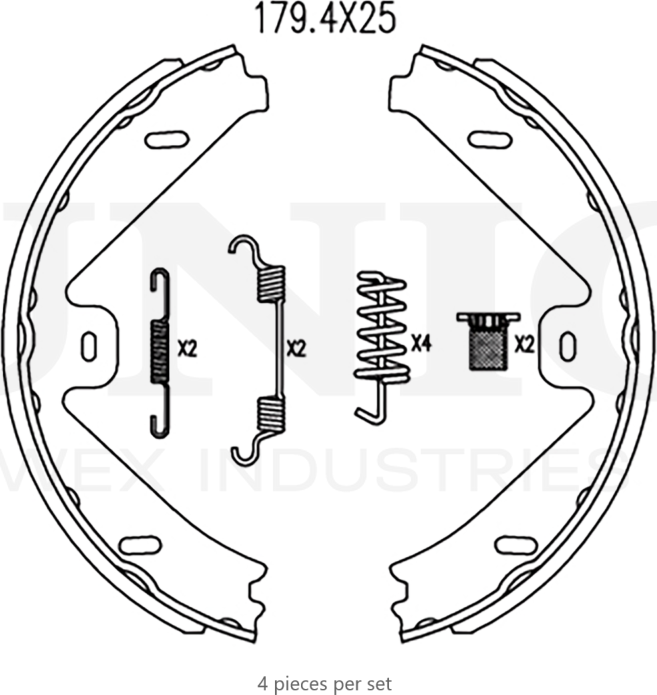 Колодки тормозные барабанные, комплект (Unio). Артикул BRP-10029