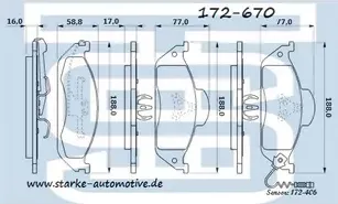 Тормозные колодки_(172670 Starke). Артикул 172670
