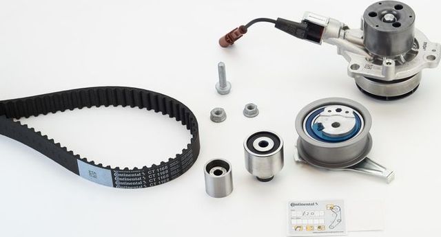 Помпа (водяной насос) с комплектом ремня ГРМ ContiTech для Audi Q2 I 2017-2026. Артикул CT1168WP4