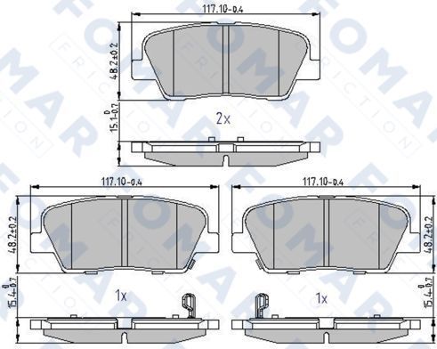 Тормозные колодки Fomar задние для Kia Mohave I 2007-2026. Артикул FO 241481
