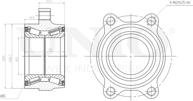 Ступица колеса с интегрированным подшипником (Unio). Артикул HUB-20109