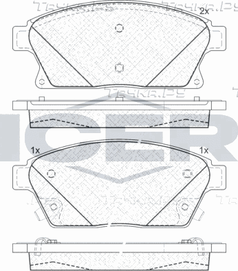 Тормозные колодки Icer передние для Chevrolet Cruze II 2012-2026. Артикул 181939