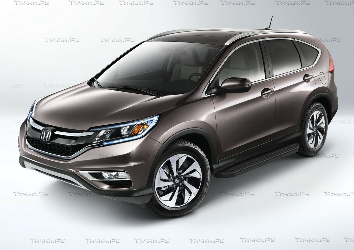 Пороги алюминиевые Rival Premium-Black для Honda CR-V IV до рестайлинга 2012-2015. Артикул A173ALB.2102.1