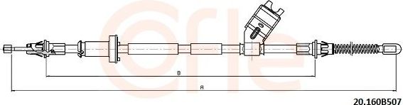 Трос ручника (тросик ручного тормоза) Cofle задний правый для Jeep Cherokee III (KJ) 2001-2008. Артикул 92.20.160B507