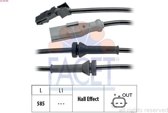 Датчик ABS Facet Made in Italy - OE Equivalent задний левый для Renault Kangoo II 2008-2026. Артикул 21.0144