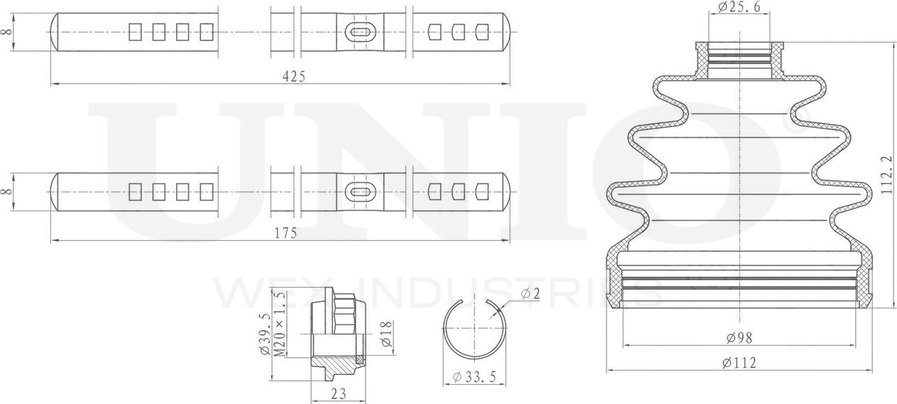 Пыльник ШРУС, комплект (Unio). Артикул DUC-30057K