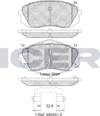 Тормозные колодки Icer. Артикул 181826-202
