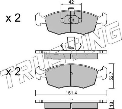 Тормозные колодки Trusting передние для Fiat Strada 1999-2026. Артикул 283.3