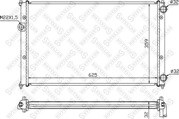Радиатор охлаждения двигателя Stellox для SEAT Leon I 1999-2006. Артикул 10-26423-SX