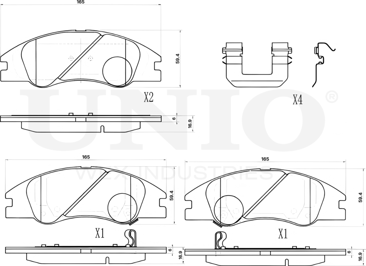 Колодки тормозные дисковые, комплект (Unio). Артикул BRP-20275